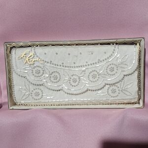 Vintage La Regale Beaded White Pearl Clutch Purse